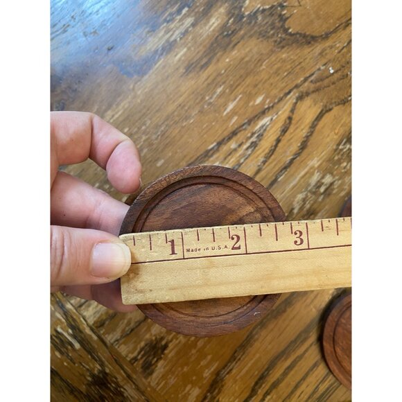 Handcrafted Wooden Coaster Set With Holder - 5 Round Coasters - Picture 7 of 7